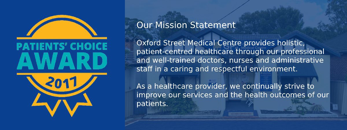 Oxford Street Medical Centre wins the Patients' Choice Award for 2017 Banner